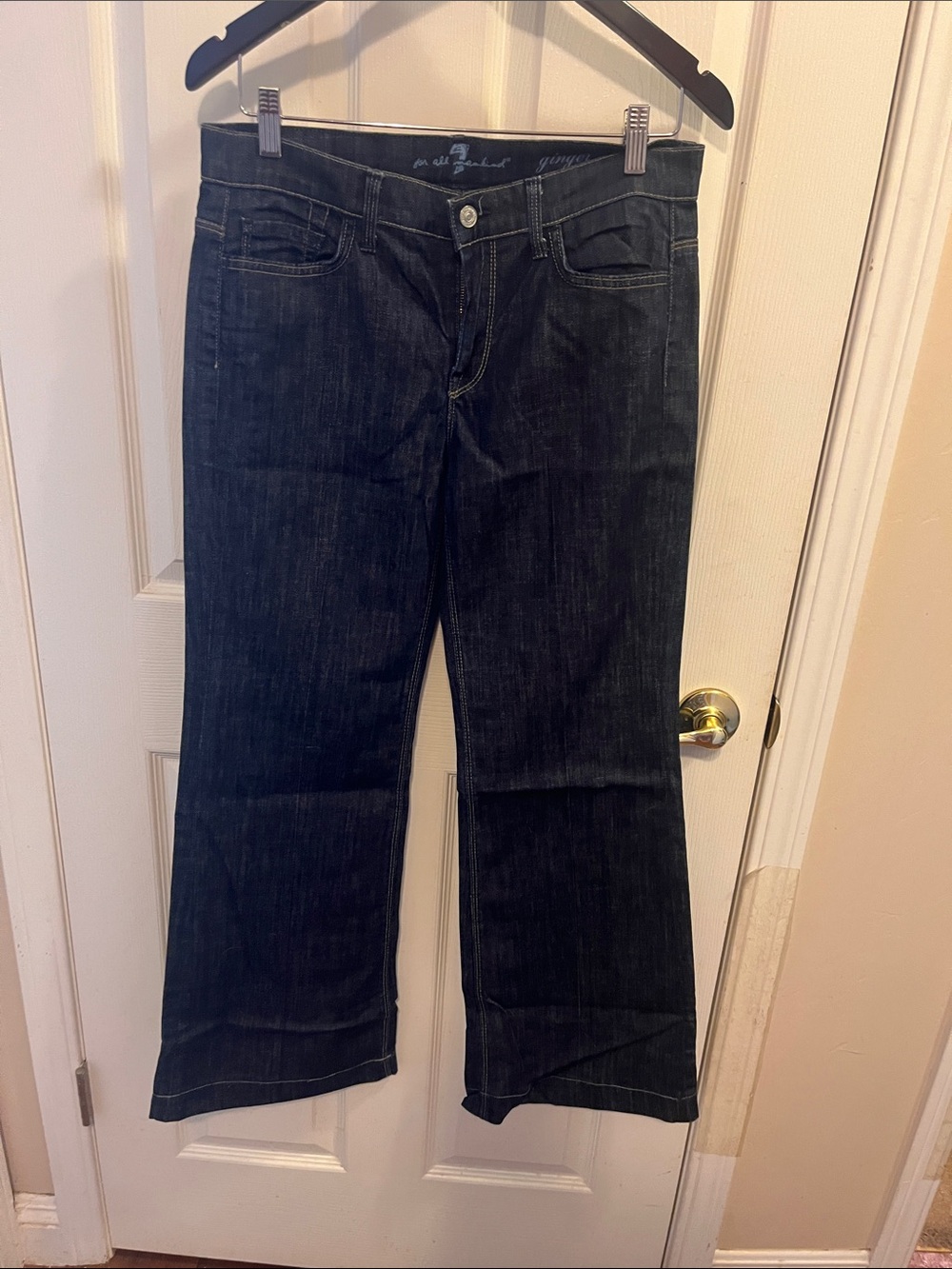 7 For All Mankind Dark Blue Wide Leg Jeans